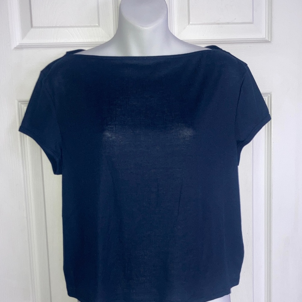 H&M Navy Boatneck Short Sleeve Tee